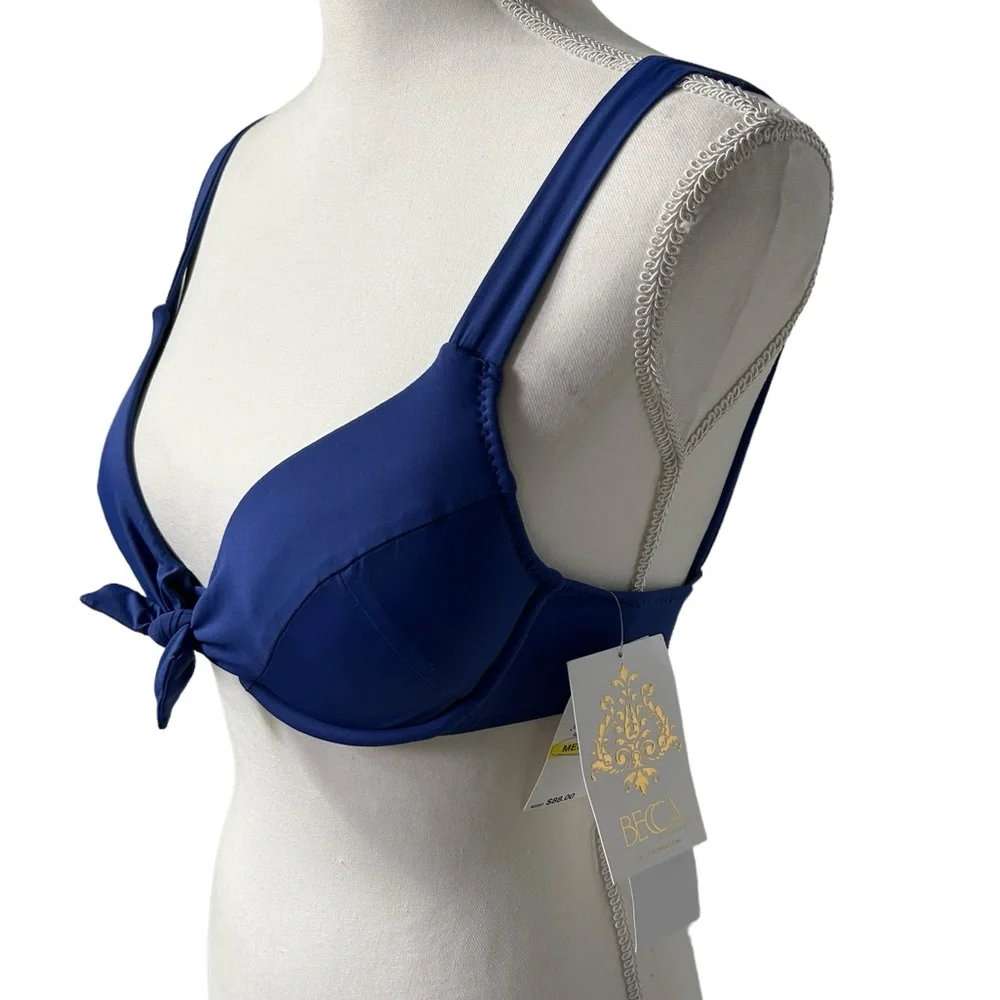 BECCA by Rebecca Virtue blue push up underwire multiway bikini swim top sz M NWT - Picture 7 of 13
